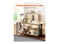 Mesa Consola SucceBuy 140 cm, 1 Nivel, Marrón-Negro, para la Entrada y el Salón