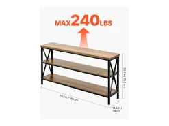 Mesa Consola SucceBuy 140 cm, 1 Nivel, Marrón-Negro, para la Entrada y el Salón