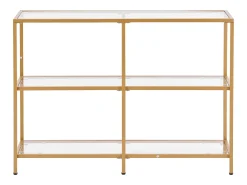 Mesa Consola SucceBuy de Vidrio de 3 Niveles, Mesita Auxiliar Rectangular Moderna con Bandejas de Vidrio Templado, Estructura de Hierro, Ideal para Entrada