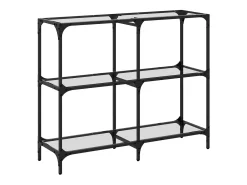 Mesa consola superficie vidrio transparente acero 98x30x81 cm