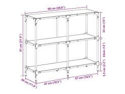 Mesa consola superficie vidrio transparente acero 98x30x81 cm