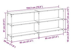 Mesa consola superficie vidrio transparente acero 194,5x30x81cm