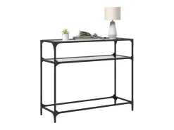 Mesa consola superficie vidrio transparente acero 98x35x81 cm