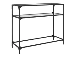 Mesa consola superficie vidrio transparente acero 98x35x81 cm