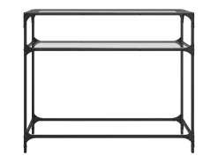 Mesa consola superficie vidrio transparente acero 98x35x81 cm