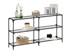 Mesa consola superficie vidrio transparente acero 158,5x30x81cm