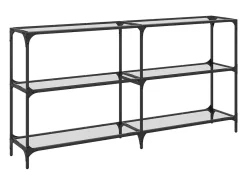 Mesa consola superficie vidrio transparente acero 158,5x30x81cm