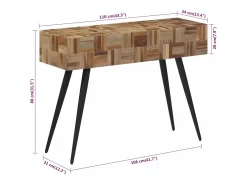 Mesa consola teca reciclada maciza 110x34x80 cm