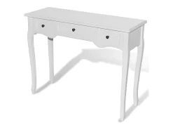 Mesa consola tocador con tres cajones blancos ES414962