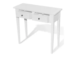 Mesa consola tocador con dos cajones blancos