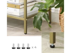Mesa consola Valora LGT27G con estantes de cristal dorado