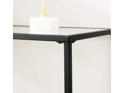 Mesa consola Valora para salón, de cristal negro y metal.