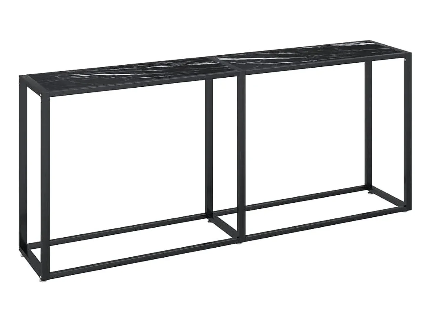 Mesa consola vidrio templado mármol negro 180x35x75,5 cm ES336618