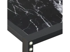 Mesa consola vidrio templado mármol negro 180x35x75,5 cm