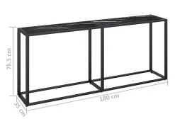 Mesa consola vidrio templado mármol negro 180x35x75,5 cm