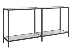 Mesa consola vidrio templado blanco 160x35x75,5 cm