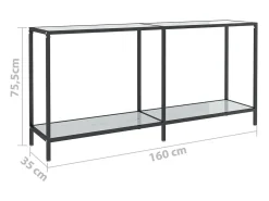 Mesa consola vidrio templado blanco 160x35x75,5 cm