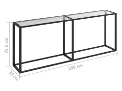Mesa consola vidrio templado transparente 200x35x75,5 cm