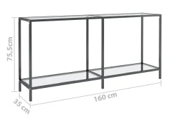 Mesa consola vidrio templado transparente 160x35x75,5 cm