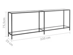 Mesa consola vidrio templado transparente 220x35x75,5 cm