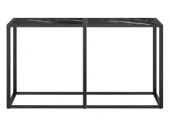 Mesa consola vidrio templado mármol negro 140x35x75,5cm