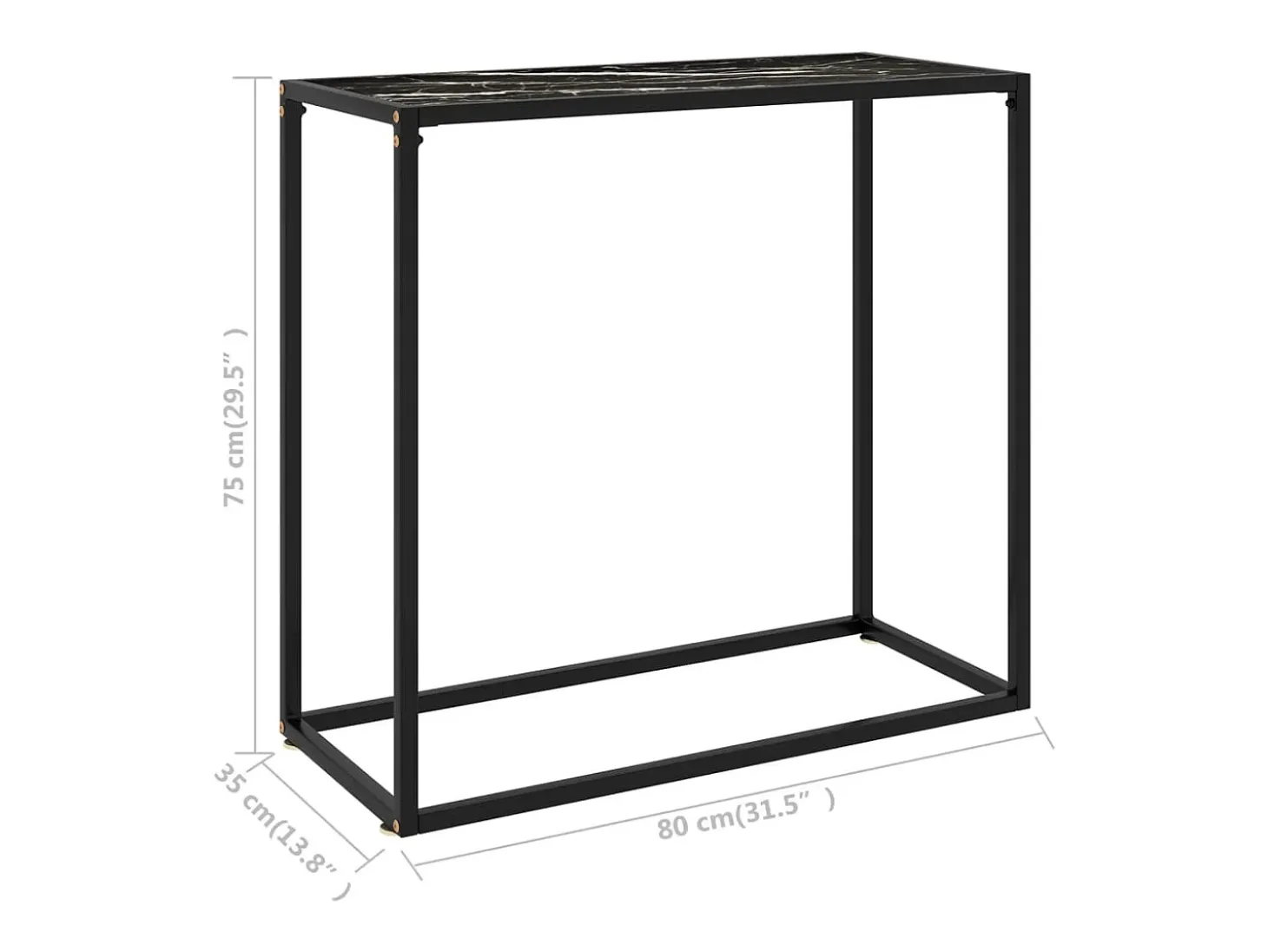 Mesa consola vidrio templado negro 80x35x75 cm