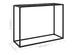 Mesa consola vidrio templado negro 100x35x75 cm