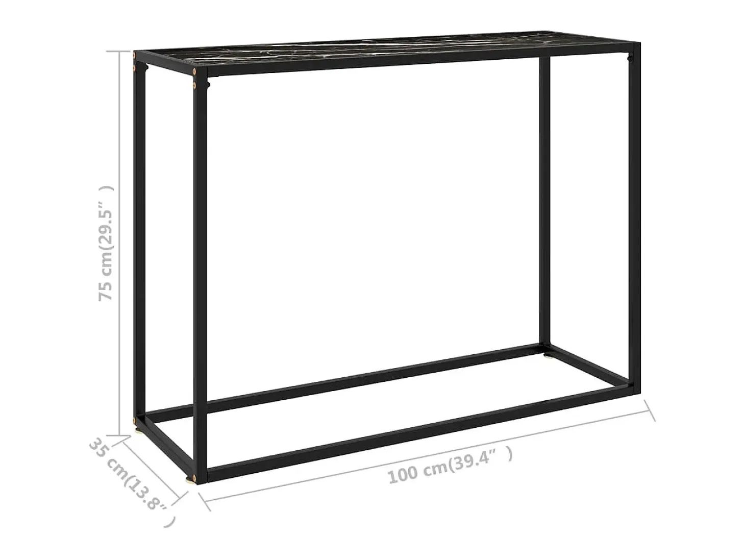 Mesa consola vidrio templado negro 100x35x75 cm