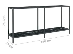 Mesa consola vidrio templado negro 160x35x75,5 cm
