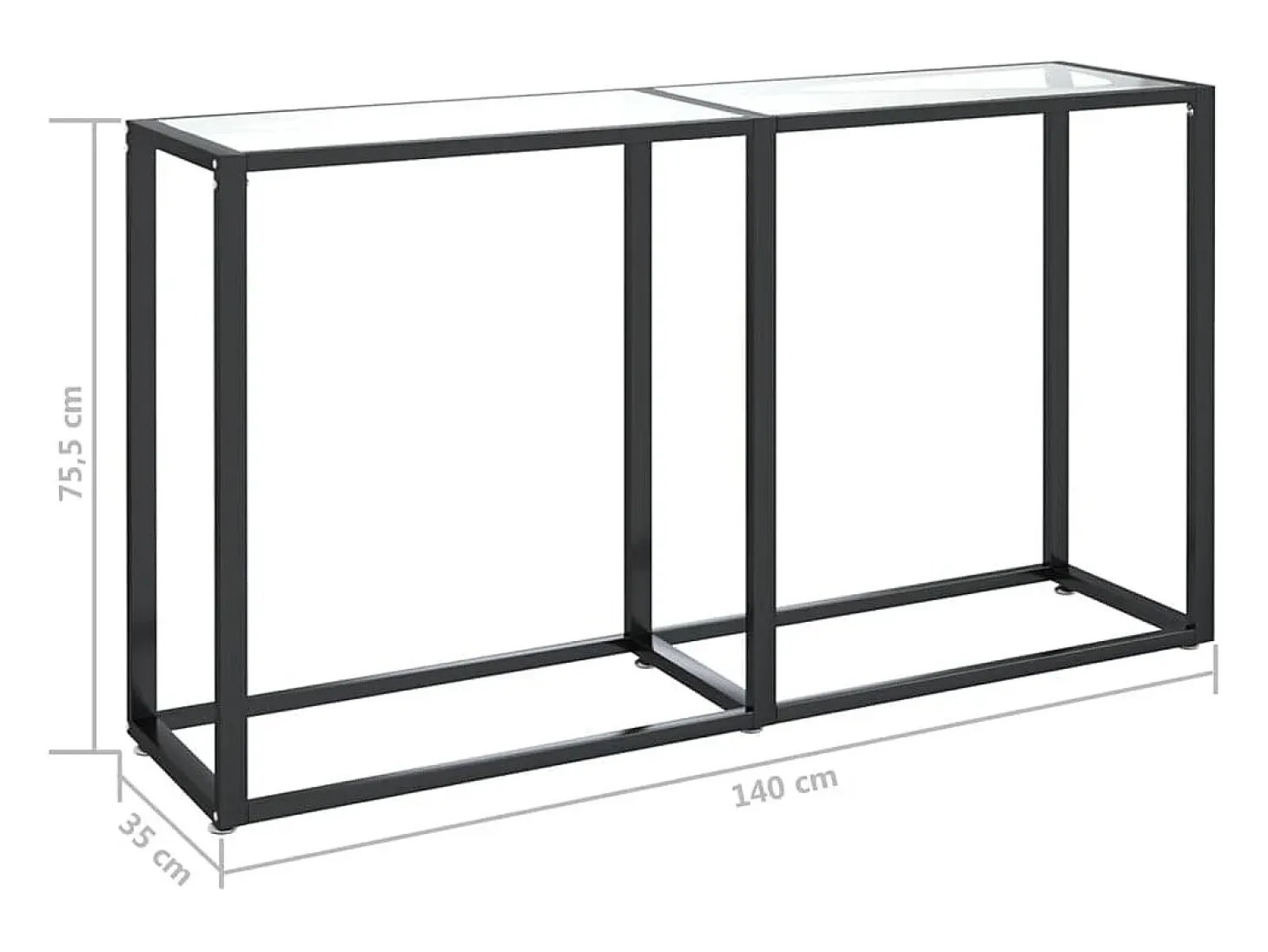 Mesa consola vidrio templado transparente 140x35x75,5cm