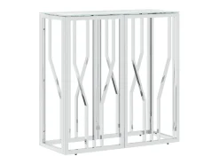Mesa consola 70x30x70 cm acero inoxidable y cristal
