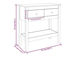 Mesa consola 75x35x75 cm Madera maciza de pino