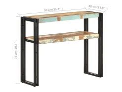Mesa consola 90x30x75 cm Madera maciza recuperada