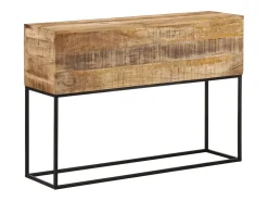 Mesa consola 110x30x75 cm madera maciza de mango crudo y hierro