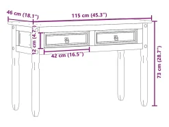 Mesa consola 115x46x73 cm madera maciza de pino