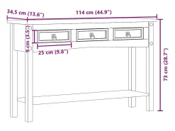 Mesa consola 114x34,5x73 cm madera maciza de pino