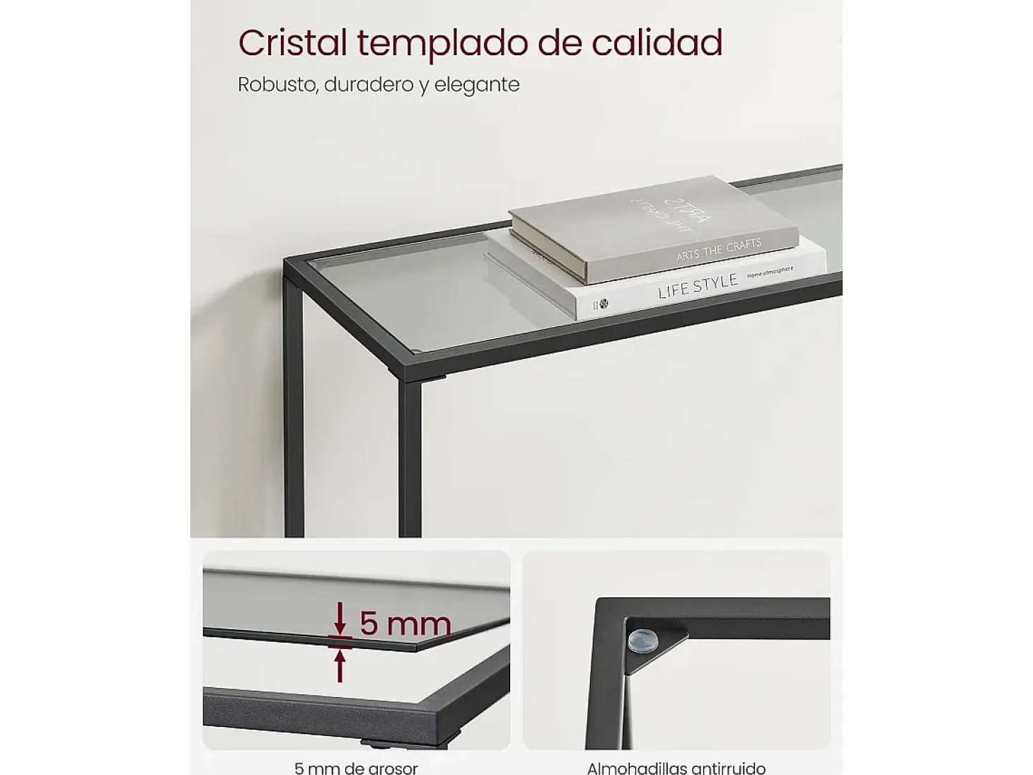 Mesa Consola 20x100x80 cm Negro Tinta y Gris Pizarra