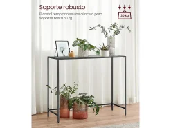 Mesa Consola 20x100x80 cm Negro Tinta y Gris Pizarra