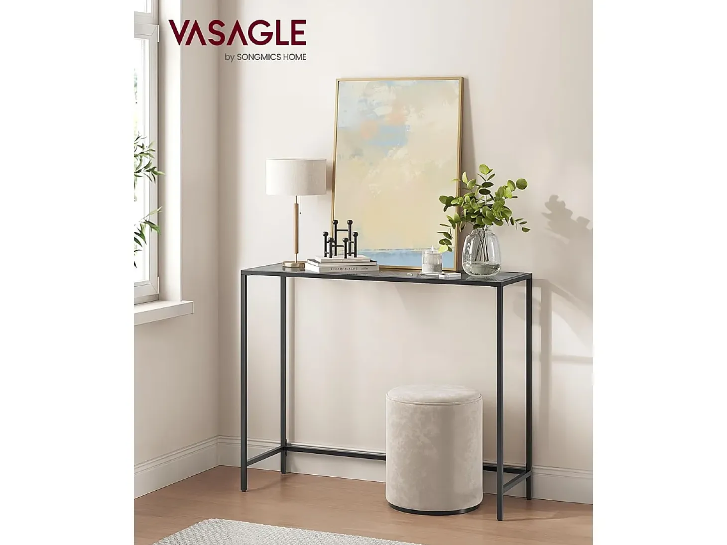 Mesa Consola 20x100x80 cm Negro Tinta y Gris Pizarra
