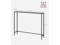 Mesa Consola 20x100x80 cm Negro Tinta y Gris Pizarra