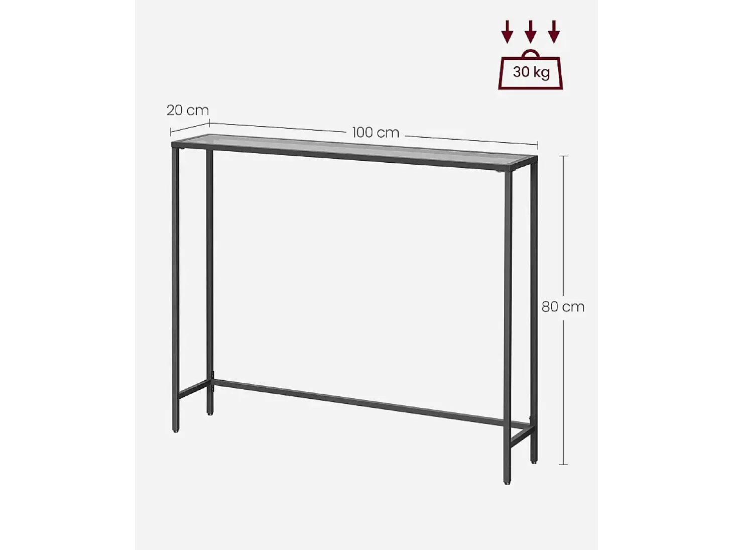 Mesa Consola 20x100x80 cm Negro Tinta y Gris Pizarra