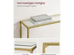 Mesa Consola 20x100x80 cm Oro Pálido