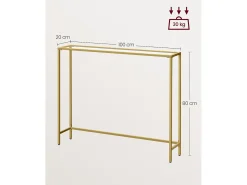 Mesa Consola 20x100x80 cm Oro Pálido