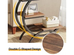 Mesa de apoyo de madera, pequeña mesa baja, mesa de noche, lateral de sofá con 3 estantes para salón, dormitorio, marrón oscuro