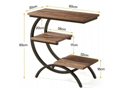 Mesa de apoyo de madera, pequeña mesa baja, mesa de noche, lateral de sofá con 3 estantes para salón, dormitorio, marrón oscuro