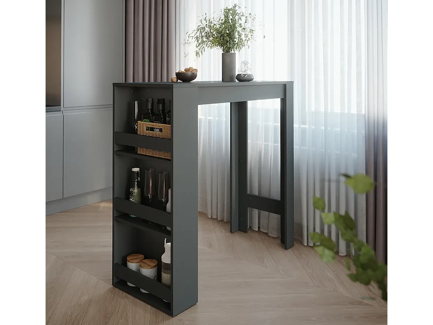Mesa de bar antracita 45x110x106 repose