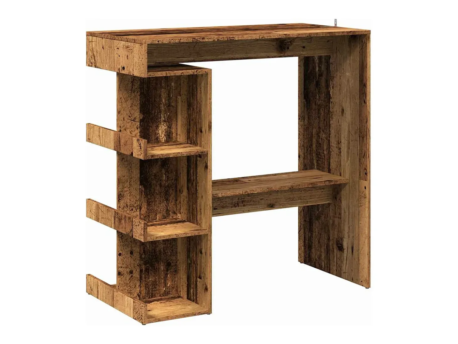 Mesa de bar con estante madera envejecida 100x48x101,5 cm