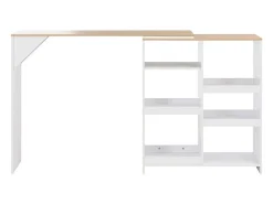 Mesa de bar con estantería móvil blanca 138x39x110 cm