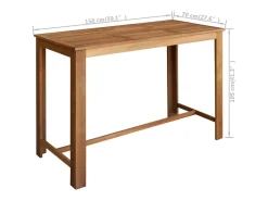 Mesa de bar de madera de acacia maciza 150x70x105 cm