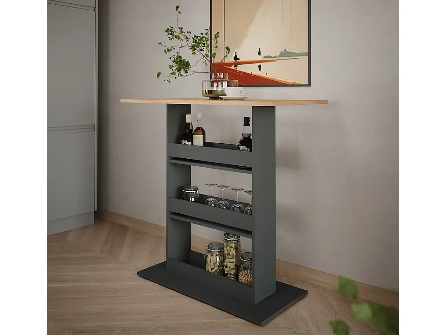 Mesa de bar oro power roble/antracita 110x55x106 repose